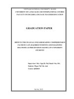 Difficulties in legal english reading comprehension faced by law   khó khăn trong việc Đọc hiểu tài liệu chuyên ngành môn tiếng anh pháp lý góc nhìn từ sinh viên Đại học
