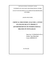 Critical discourse analysis a study on online beauty product advertisements of international brands on instagram