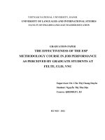 Hiệu quả của khóa học phương pháp giảng dạy tiếng anh chuyên ngành khi Áp dụng vào công việc thực tiễn theo quan Điểm của sinh viên Đã tốt nghiệp trường Đại học ngoại ngữ Đhqg hà nội