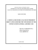 A critical discourse analysis of president biden’s speech before the 76th session of the united nations general assembly 2021