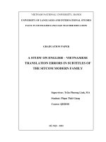 A study on english – vietnamese translation errors in subtitles of the sitcom modern family = nghiên cứu về lỗi dịch thuật trong bản dịch anh việt của phụ Đề phim modern family