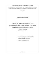 Thematic progression in the vietnamese english translation of students of administration a case study