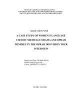 A case study of women’s language used by michelle obama and oprah  nghiên cứu Điển hình về ngôn ngữ của phụ nữ Được michelle obama và oprah winfrey sử dụng trong phỏng vấn tour du lịch tầm nhìn oprah 2020