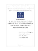 An analysis of translation practice textbook by ma  nguyen viet ky based on xiangdong li’s pedagogical treatment framework