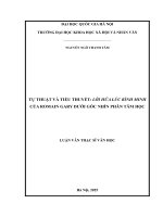 Luận văn thạc sĩ Văn học: Tự thuật và tiểu thuyết “Lời hứa lúc bình minh” của Romain Gary dưới góc nhìn phân tâm học