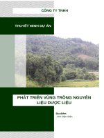 Thuyết minh dự Án phát triển vùng trồng nguyên liệu dược liệu