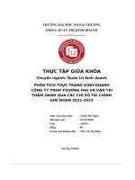 Phân tích thực trạng kinh doanh công ty tnhh thương mại và vận tải thắm oanh qua các chỉ số tài chính giai Đoạn 2021 2023