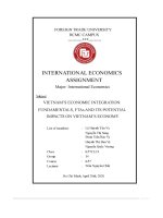 Vietnam’s economic integration fundamentals, ftas and its potential impacts on vietnam’s economy