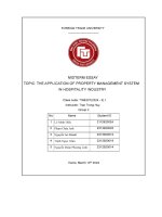 Topic the application of property management system in hospitality industry