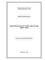 Lv thạc sĩ lịch sử thế giới: Tình hình kinh tế Cộng hoà Ấn Độ (2009-2020)
