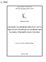 Chăm sóc người bệnh viêm tụy cấp và một số yếu tố liên quan tại bệnh viện Đa khoa tỉnh kiên giang năm 2024
