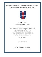Tác Động của công nghệ tài chính Đến khả năng sinh lời của các ngân hàng thương mại việt nam