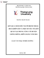 Kết quả chăm sóc người bệnh thoái hoá khớp gối và một số yếu tố liên quan tại trung tâm y tế huyện giồng riềng, kiên giang năm 2024