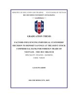 Factors influencing individual customers’ decision to deposit savings at the joint stock commercial bank for foreign trade of vietnam   thu duc branch