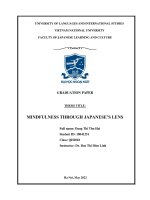 Mindfulness through japanese’s lens = chánh niệm qua lăng kính của người nhật