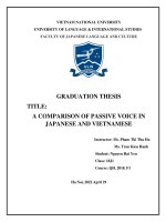 A comparison of passive voice in japanese and vietnamese = so sánh sự tương Đồng và khác nhau trong câu bị Động tiếng nhật và tiếng việt