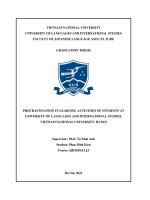 Procrastination in learning activities of students at university of languages and international studies, vietnam national university, hanoi = trì hoãn trong hoạt Động học tập của sinh viên tại trường Đại học ngoại ngữ, Đại học quốc gia hà nội
