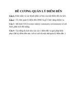 Đề Cương - QUẢN LÝ ĐIỂM ĐẾN du lịch  ( full đáp án 4 câu )