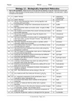 Biomolecules worksheet (Có KEY answer ở thư mục khác miễn phí)