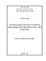 Luận án TS - XÂY DỰNG PHÁP LUẬT QUẢN LÝ TIỀN ẢO, KINH NGHIỆM TRÊN THẾ GIỚI VÀ THỰC TIỄN Ở VIỆT NAM