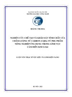 00050014155 nghiên cứu chế tạo và khảo sát tính chất của chấm lượng tử carbon (cqds) từ phụ phẩm nông nghiệp Ứng dụng trong lĩnh vực cảm biến kim loại