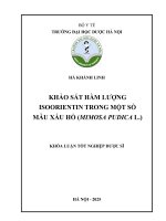 Hà khánh linh khảo sát hàm lượng isoorientin trong một số mẫu xấu hổ (mimosa pudica l ) khóa luận tốt nghiệp dược sĩ