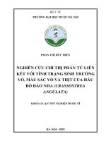 Phan thị Đức hiền nghiên cứu chỉ thị phân tử liên kết với tính trạng sinh trưởng vỏ, màu sắc vỏ và thịt của hàu bồ Đào nha (crassostrea angulata) khóa luận tốt nghiệp dược sĩ