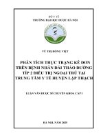Vũ thị hồng việt phân tích thực trạng kê Đơn trên bệnh nhân Đái tháo Đường típ 2 Điều trị ngoại trú tại trung tâm y tế huyện lập thạch luận văn dược sĩ chuyên khoa cấp i