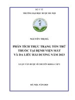 Nguyễn thị hà phân tích thực trạng tồn trữ thuốc tại bệnh viện mắt và da liễu hải dƣơng năm 2023 luận văn dƣợc sĩ chuyên khoa cấp i