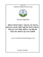 Nguyễn thị hằng phân tích thực trạng sử dụng kháng sinh trên bệnh nhân phẫu thuật sản phụ khoa tại bệnh viện Đa khoa quang khởi luận văn dược sĩ chuyên khoa cấp i
