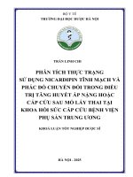 Trần linh chi phân tích thực trạng sử dụng nicardipin tĩnh mạch và phác Đồ chuyển Đổi trong Điều trị tăng huyết Áp nặng hoặc cấp cứu sau mổ lấy thai tại khoa hồi sức cấp cứu bệnh viện phụ sản trung Ương khoá luận tốt nghiệp dư