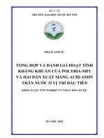 Phạm anh tú tổng hợp và Đánh giá hoạt tính kháng khuẩn của polybia mp1 và hai dẫn xuất mang acid amin thân nước Ở vị trí Đầu tiên khóa luận tốt nghiệp cử nhân hóa dược