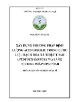 Nguyễn Văn Linh Xây Dựng Phương Pháp Định Lượng Acid Ursolic Trong Dược Liệu Bạch Hoa Xà Thiệt Thảo (Hedyotis Diffusa W.) Bằng Phương Pháp Hplcdad Khóa Luận Tốt Nghiệp Dược Sĩ.pdf
