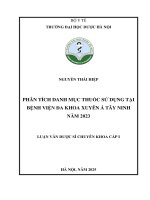 Nguyễn thái hiệp phân tích danh mục thuốc sử dụng tại bệnh viện Đa khoa xuyên Á tây ninh năm 2023 luận văn dược sĩ chuyên khoa cấp i