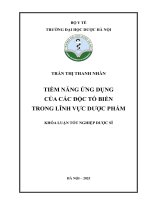Trần thị thanh nhàn tiềm năng Ứng dụng của các Độc tố biển trong lĩnh vực dược phẩm khóa luận tốt nghiệp dược sĩ