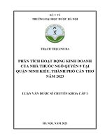 Thạch thị linh Đa phân tích hoạt Động kinh doanh của nhà thuốc ngô quyền 9 tại quận ninh kiều, thành phố cần thơ năm 2023 luận văn dược sĩ chuyên khoa cấp 1