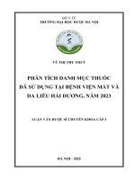 Vũ thị thu thuỷ phân tích danh mục thuốc Đã sử dụng tại bệnh viện mắt và da liễu hải dương, năm 2023 luận văn dược sĩ chuyên khoa cấp i