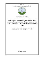 Trịnh thị tố uyên xác Định hàm lượng acid béo chuyển hóa trong sữa bằng gc  fid khóa luận tốt nghiệp dược sĩ