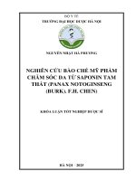 Nguyễn nhật hà phương nghiên cứu bào chế mỹ phẩm chăm sóc da từ saponin tam thất (panax notoginseng (burk)  f h  chen) khóa luận tốt nghiệp dược sĩ