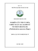 Thái doãn hoàng anh nghiên cứu tối Ưu hóa chiết xuất alcaloid từ vỏ thân hoàng bá (phellodendron amurense rupr ) khóa luận tốt nghiệp dược sĩ