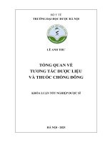 Lê anh thư tổng quan về tương tác dược liệu và thuốc chống Đông khóa luận tốt nghiệp dược sĩ