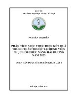 Nguyễn thị hiên phân tích việc thực hiện kết quả trúng thầu thuốc tại bệnh viện phục hồi chức năng hải dương năm 2023 luận văn dược sĩ chuyên khoa cấp i