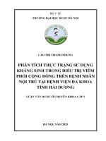 Cao thị thanh nhung phân tích thực trạng sử dụng kháng sinh trong Điều trị viêm phổi cộng Đồng trên bệnh nhân nội trú tại bệnh viện Đa khoa tỉnh hải dương luận văn dược sĩ chuyên khoa cấp i