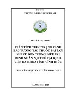Nguyễn thị hồng phân tích thực trạng cảnh báo tương tác thuốc bất lợi khi kê Đơn trong Điều trị bệnh nhân nội trú tại bệnh viện Đa khoa tỉnh vĩnh phúc luận văn dược sĩ chuyên khoa cấp i
