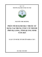 Nguyễn thu hương phân tích danh mục thuốc sử dụng tại trung tâm y tế thành phố hạ long, tỉnh quảng ninh năm 2023 luận văn dược sĩ chuyên khoa cấp i