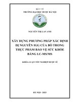 Nguyễn thị lan anh xây dựng phương pháp xác Định dị nguyên igg của bò trong thực phẩm bảo vệ sức khỏe bằng lc msms khóa luận tốt nghiệp dược sĩ