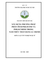 Nguyễn tiến huyền my xây dựng phương pháp phân tích psilocine và psilocybine trong nấm thức thần bằng lc msms khóa luận tốt nghiệp dược sĩ