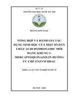 Hoàng kim ngọc tổng hợp và Đánh giá tác dụng sinh học của một số dẫn chất acid hydroxamic mới mang khung 2  mercaptoquinazolin hướng Ức chế enzym hdac khóa luận tốt nghiệp dược sĩ
