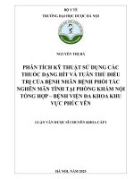Nguyễn thị hà phân tích kỹ thuật sử dụng các thuốc dạng hít và tuân thủ Điều trị của bệnh nhân bệnh phổi tắc nghẽn mãn tính tại phòng khám nội tổng hợp – bệnh viện Đa khoa khu vực phúc yên luận văn dược sĩ chuyên khoa cấp i