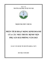 Trịnh thị thùy nhung phân tích hoạt Động kinh doanh của các nhà thuốc bệnh viện phụ sản hải phòng năm 2023 luận văn dược sĩ chuyên khoa cấp i